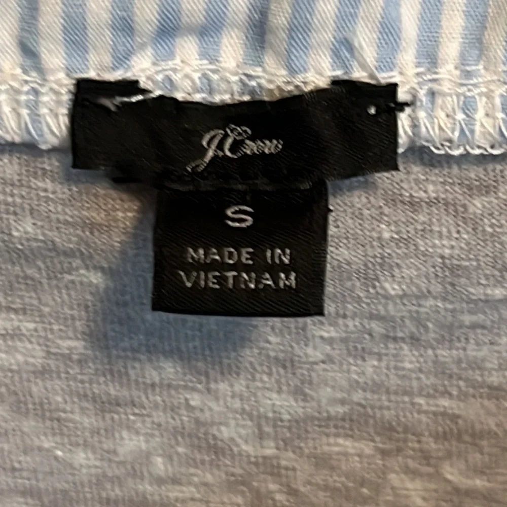 J Crew gray long sleeve shirt with blue/white striped inlay size S